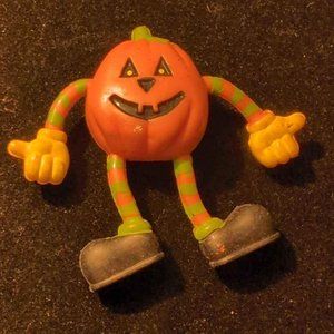 Vintage Bendy Jack o Lantern Halloween Pin Anthropomorphic JOL Pumpkin Stripes K